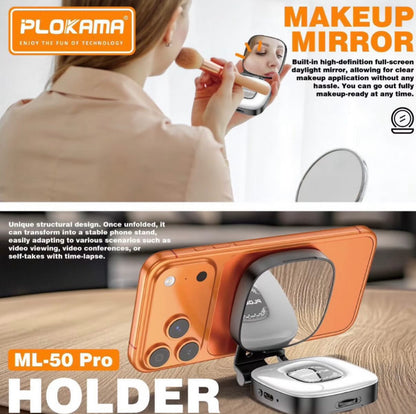 Plokama ML-50 Pro RGB Magnetic Fill Light – Rechargeable LED Light with Built-in Mirror & Strong Magnetic Mount